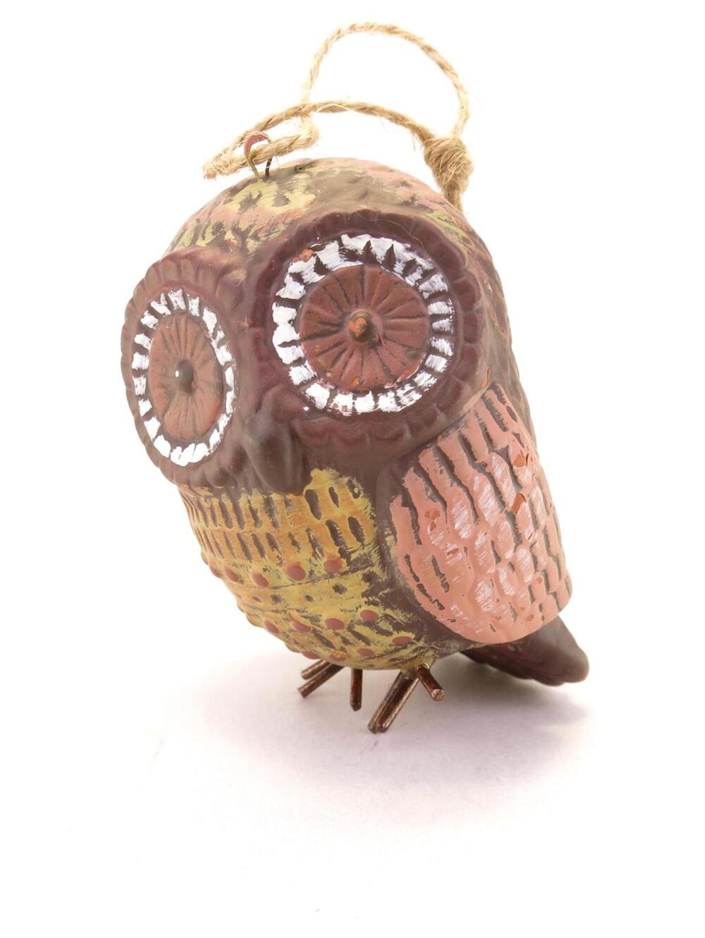 Groovy Owl Ceramic Bird Ornament 3.5"